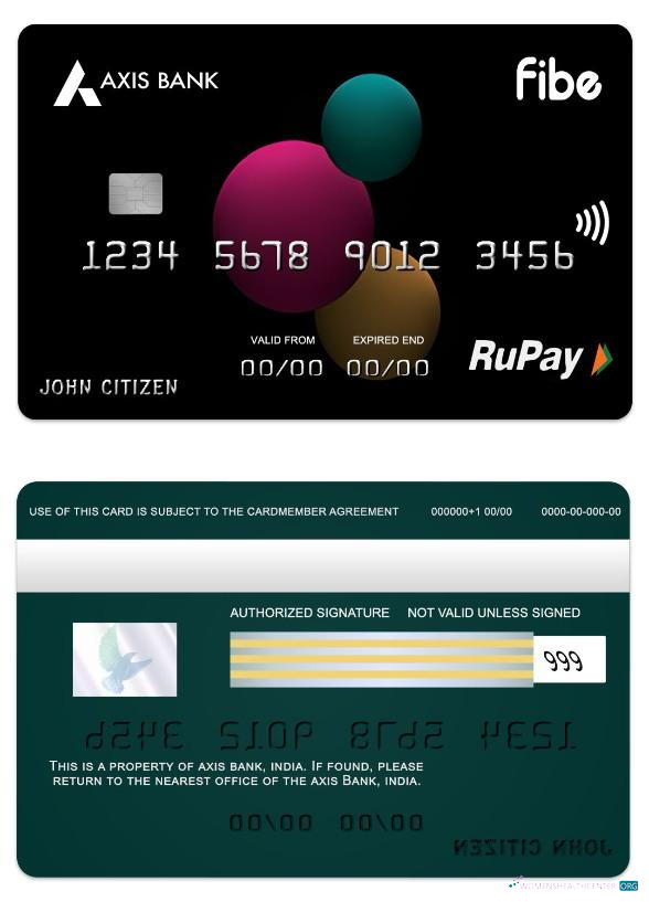 Download India Axis Bank Fibe RuPay credit card Photoshop template